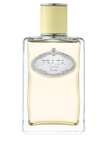 Beauty aus Italien: Parfumneuheit "Les Infusions Gingembre" von Prada im rechteckiger Duftflakon aus Glas in einem hellen Gelb mit silberfarbenem Logo.