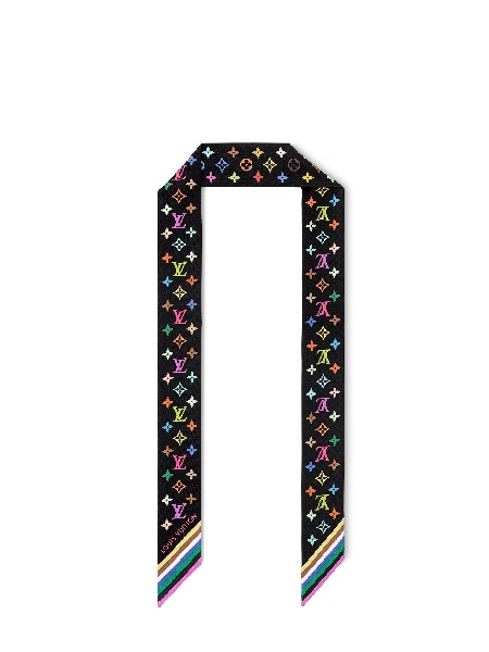 Schwarzer Seidenschal mit Multicolore Monogramm Print aus der Louis Vuitton x Murakami Kollektion