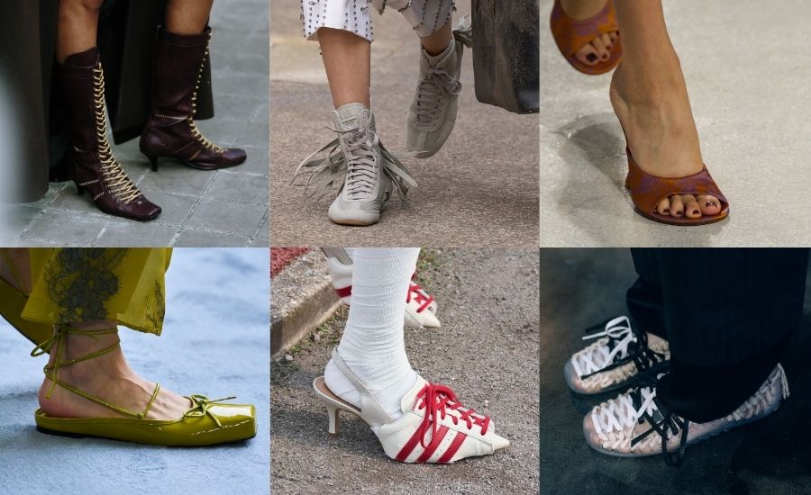 Verschiedene Schuhe, die im Frühjahr 2025 Trend sind