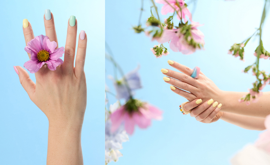 Pastellnägel mit Semilac können entweder unifarben oder jeden Nagel anders lackiert werden, um für farbenfrohe Looks zu sorgen.