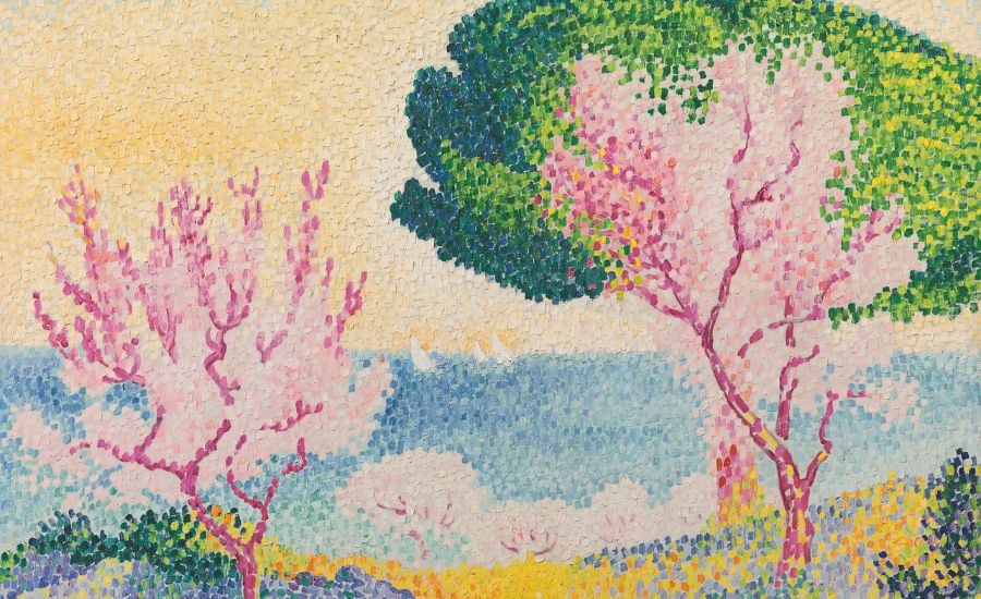 Diese Ausstellungen eröffnen im Juli 2026. Foto: Henri-Edmond Cross Rosafarbener Frühling, 1909 Öl auf Leinwand, 73 x 92,7 cm Privatsammlung, Courtesy Richard Green Gallery, London