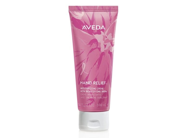 Pinke Tube Aveda Hand Relief mit floralem Muster