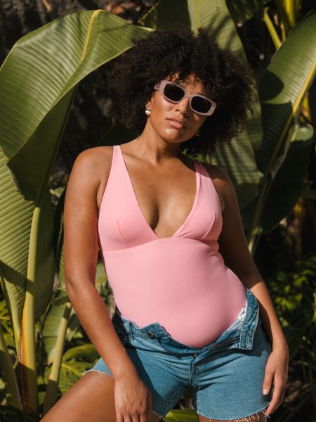 Candy Pink Plunge Swimsuit