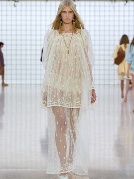 Chloé Kleid Mini mit langem Unterrock