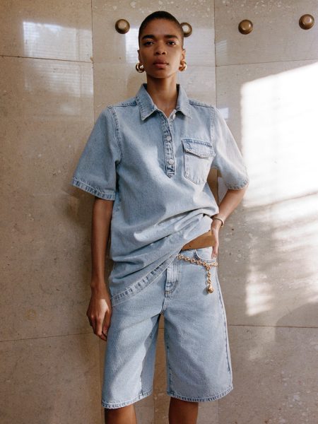 Denimset mit Jorts und kurzärmeligem Hemd von Edited