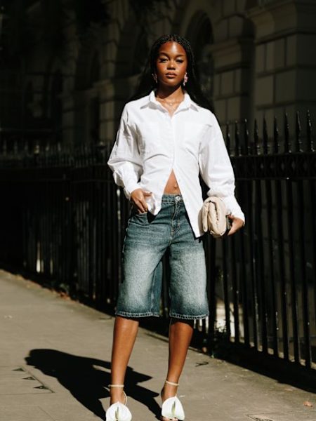 Weiße Bluse zu Jorts