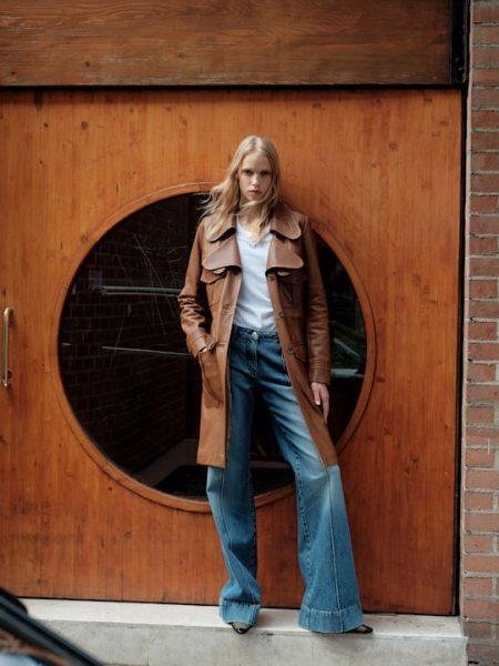 Ledertrench zu Jeans