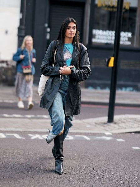 Lederjacke zu Jeansrock